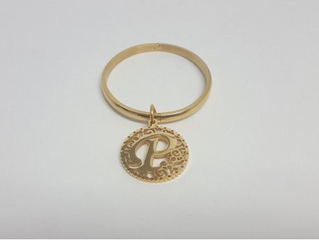 Stainless Steel Bracelet with Letter Pendant for Women