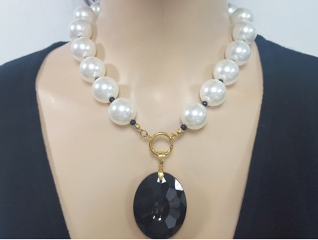 Exclusive Stainless Steel  and Natural Stones Necklace for Women