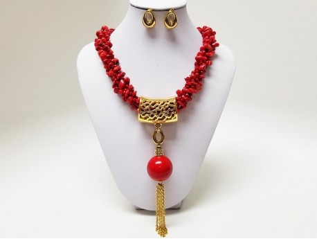 Exclusive Stainless Steel  and Coral Set for Women